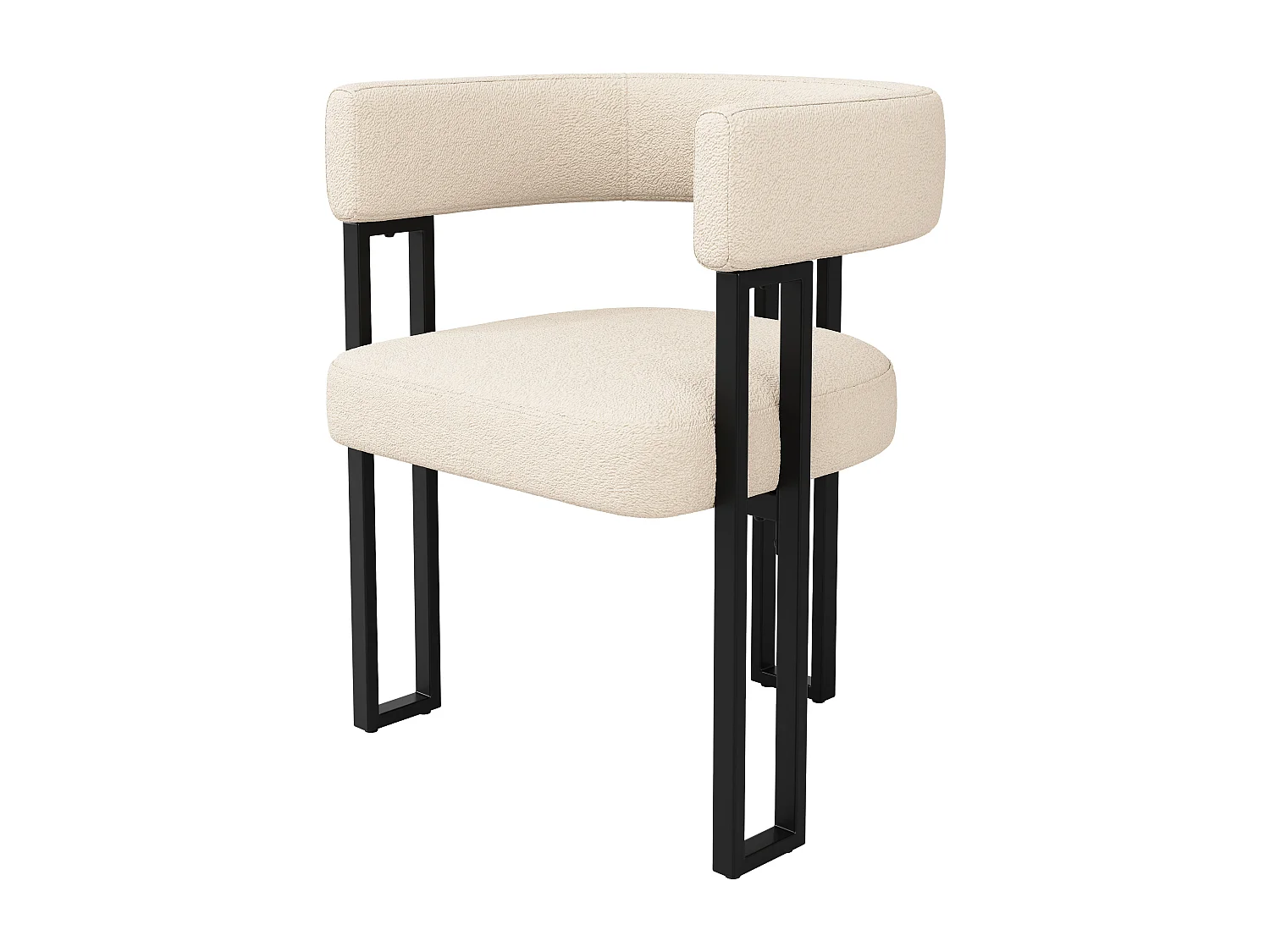 Set di 4 sedie da pranzo con schienale e braccioli curvi - peluche beige