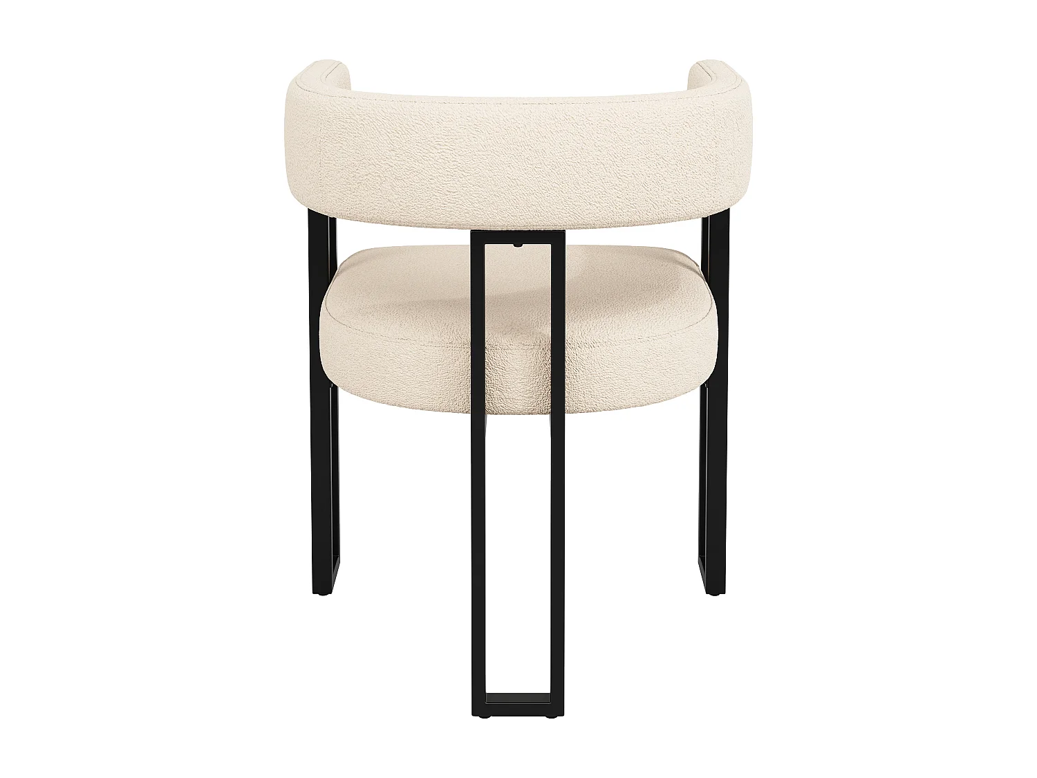 Set di 4 sedie da pranzo con schienale e braccioli curvi - peluche beige