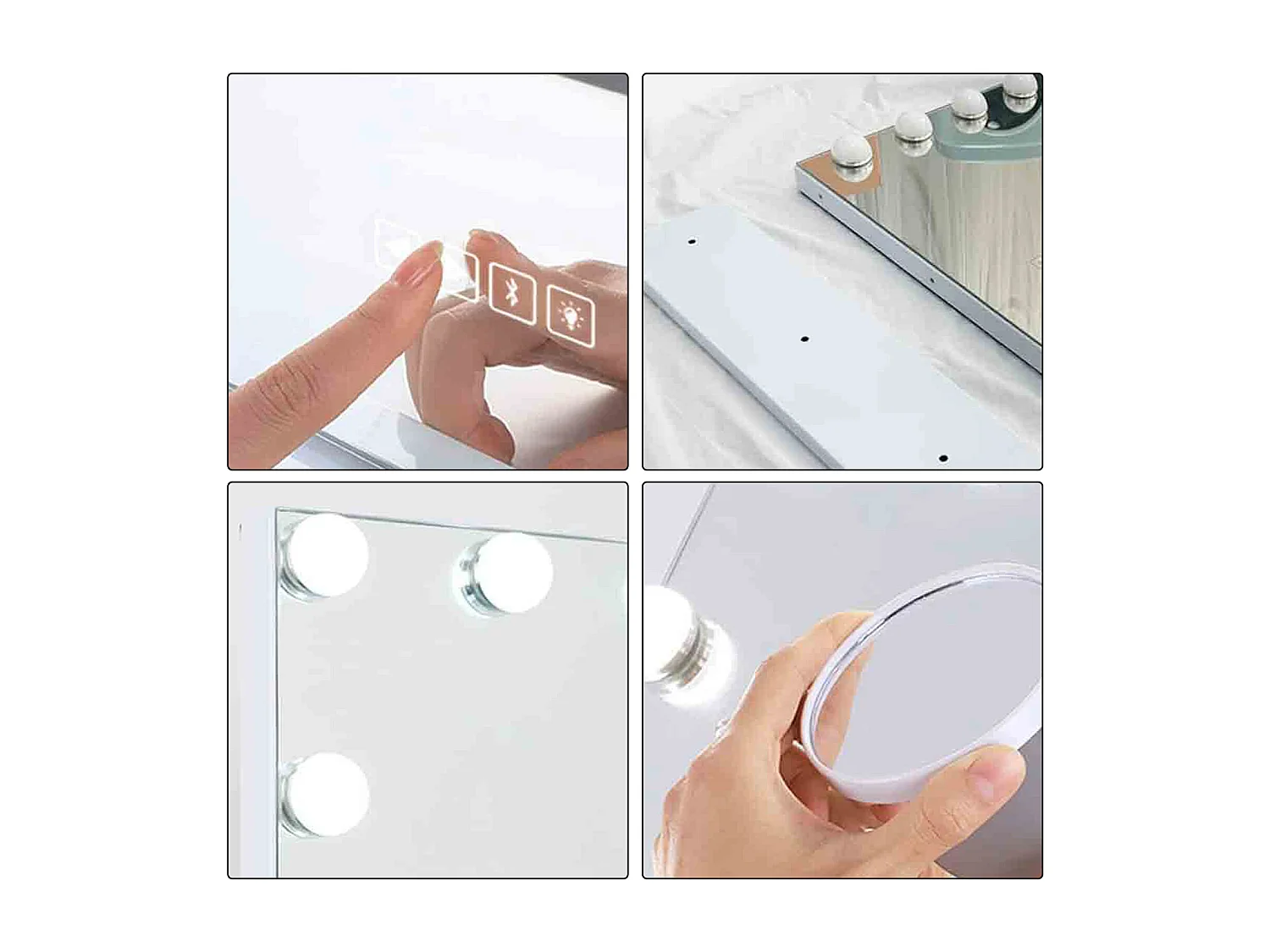 Miroir de maquillage LED blanc - 1 pièce - avec Bluetooth et haut-parleur