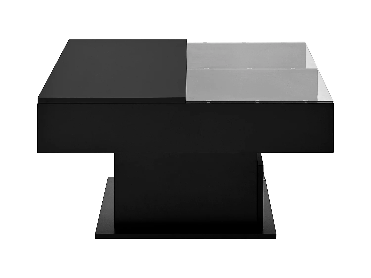 Table basse relevable Table basse noir avec 1 tiroir et éclairage LED à intensité variable