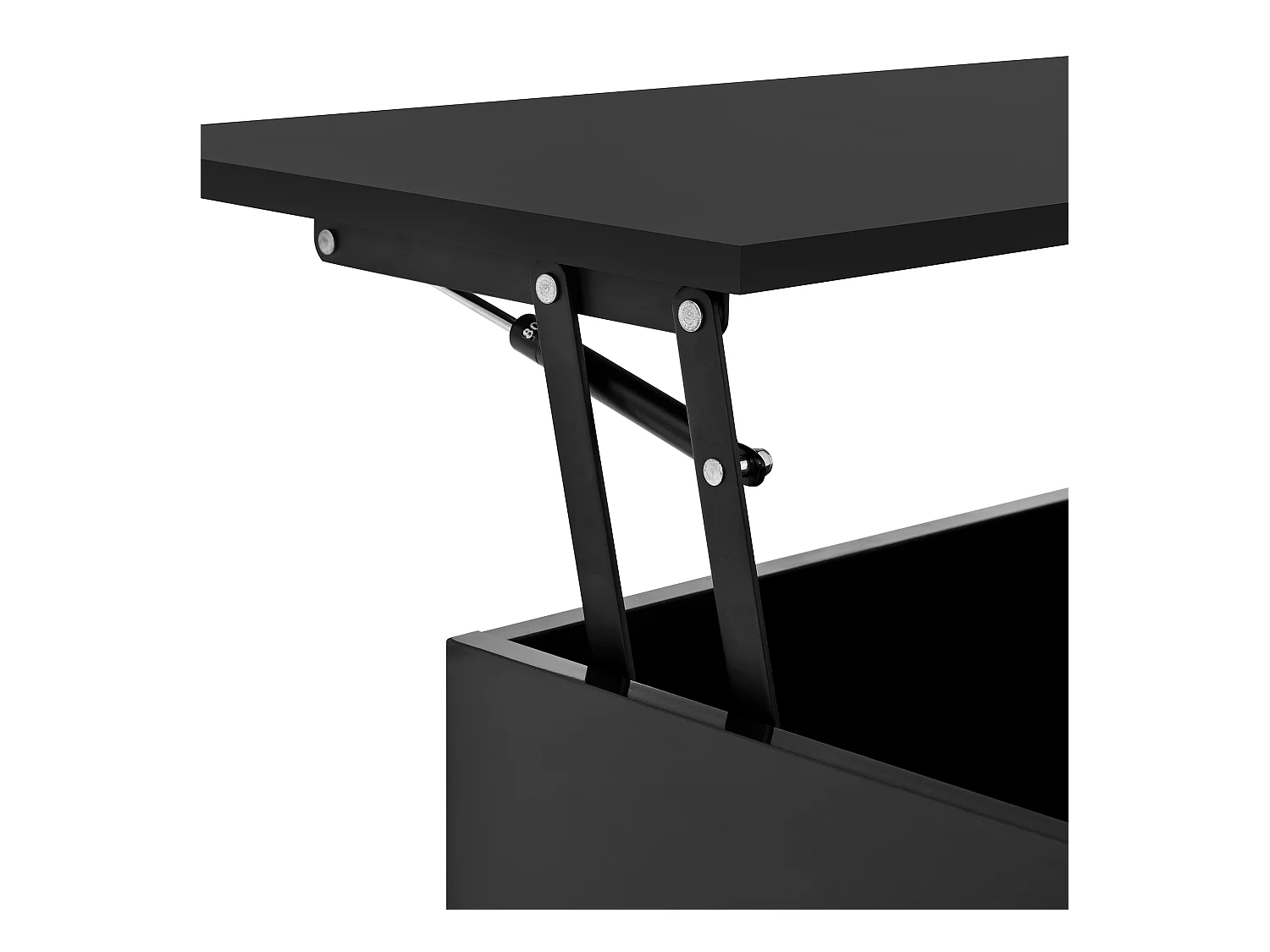 Table basse relevable Table basse noir avec 1 tiroir et éclairage LED à intensité variable
