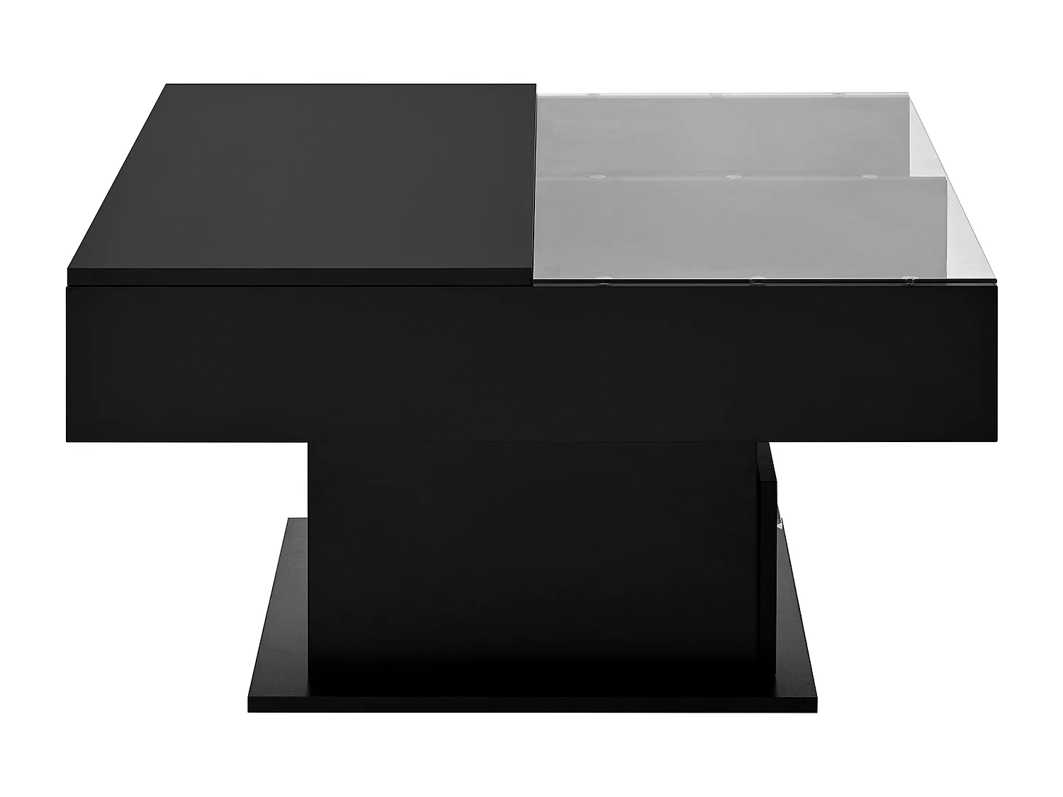 Table basse relevable Table basse noir avec 1 tiroir et éclairage LED à intensité variable