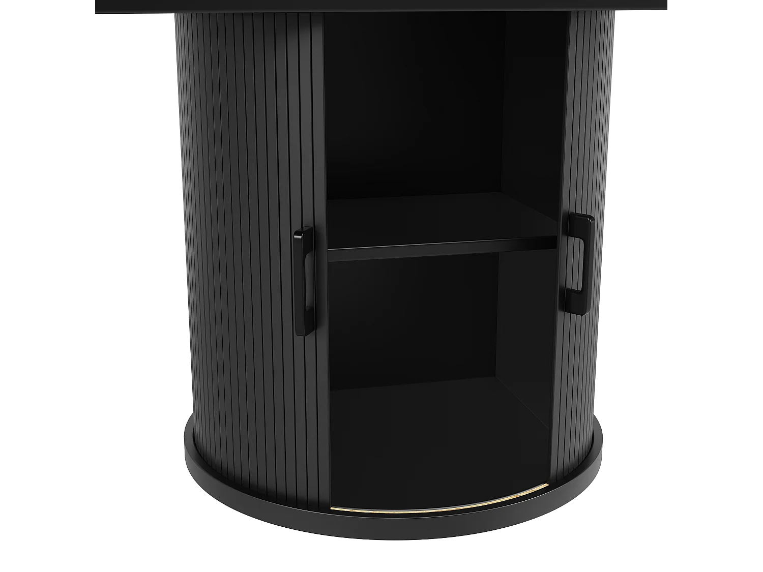 Tavolo da pranzo allungabile, 118-158 cm, nero, tavolo rotondo con contenitore