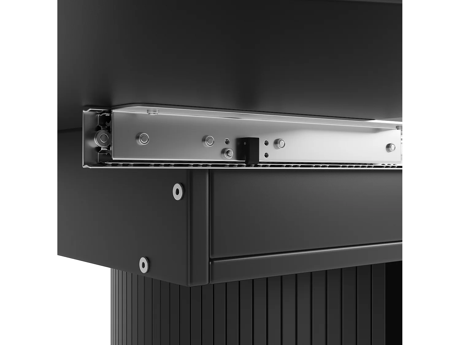 Tavolo da pranzo allungabile, 118-158 cm, nero, tavolo rotondo con contenitore