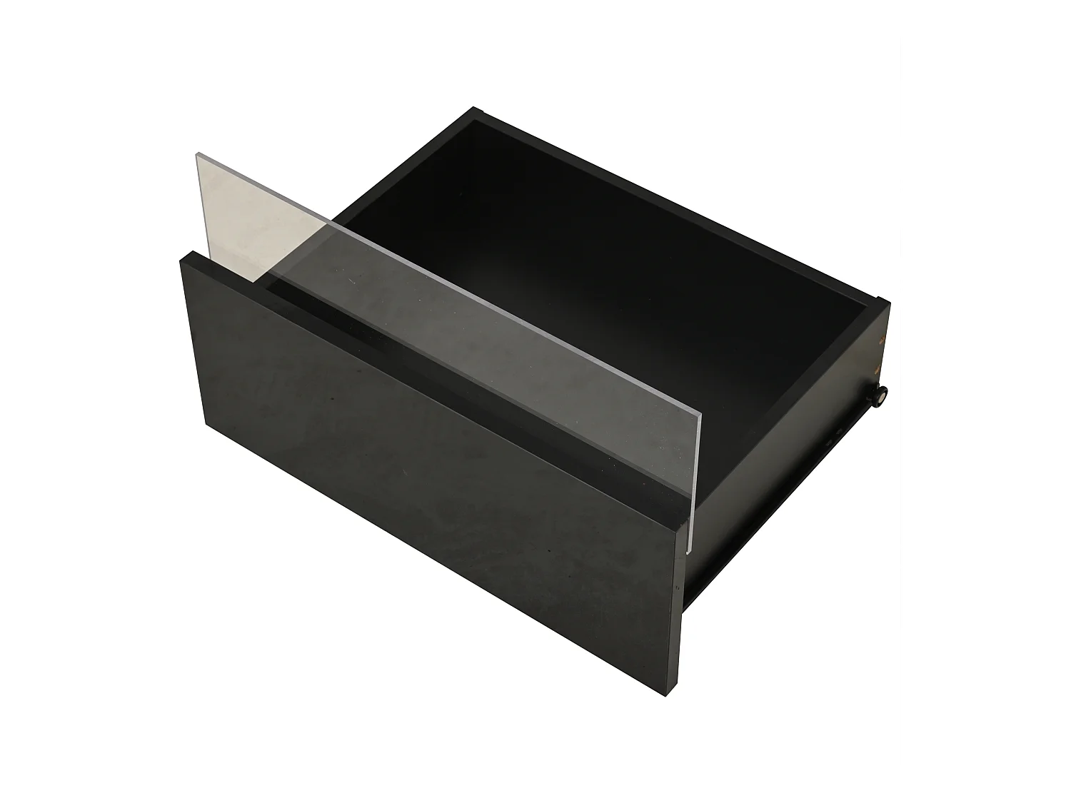 Stolik kawowy LED z 2 szufladami i wyjmowaną półką, czarny - do salonu i biura