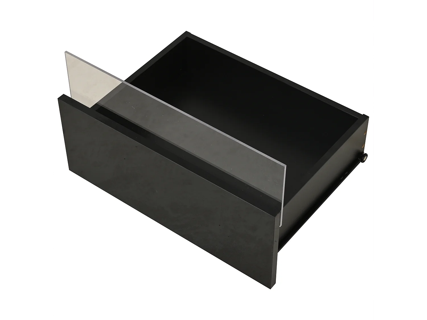 Mesa de centro LED con 2 cajones y estante extraíble, negra - para salón y oficina