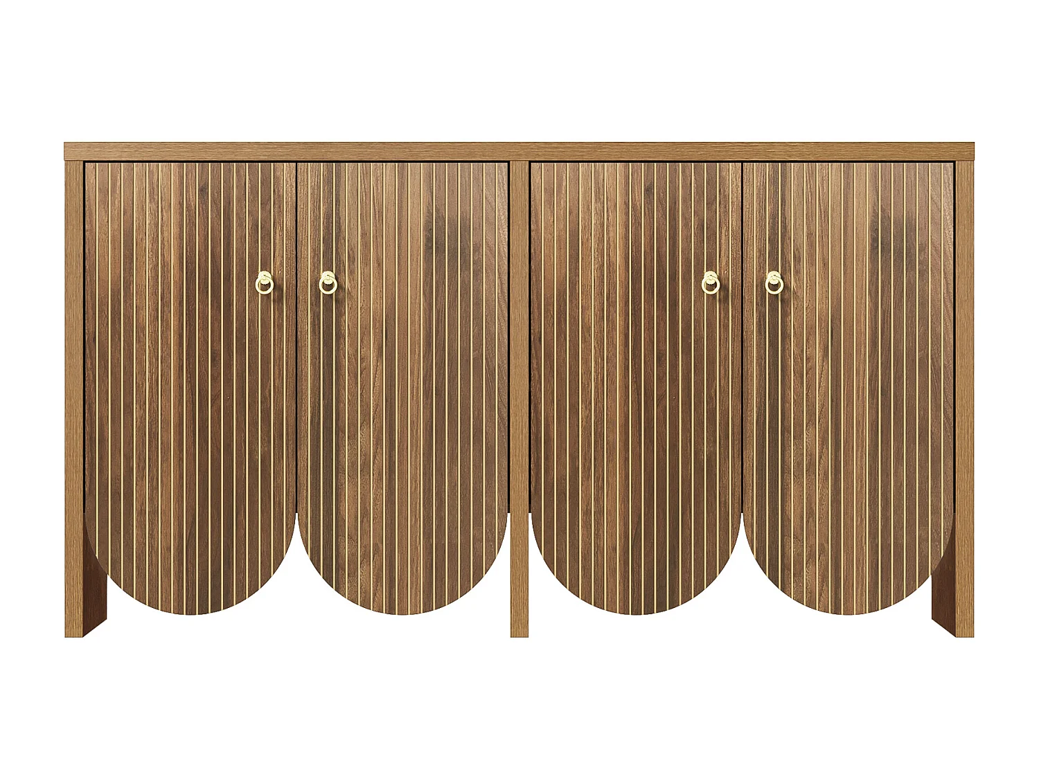 Buffet couleur bois avec 4 portes et étagères réglables - pour salon et salle à manger