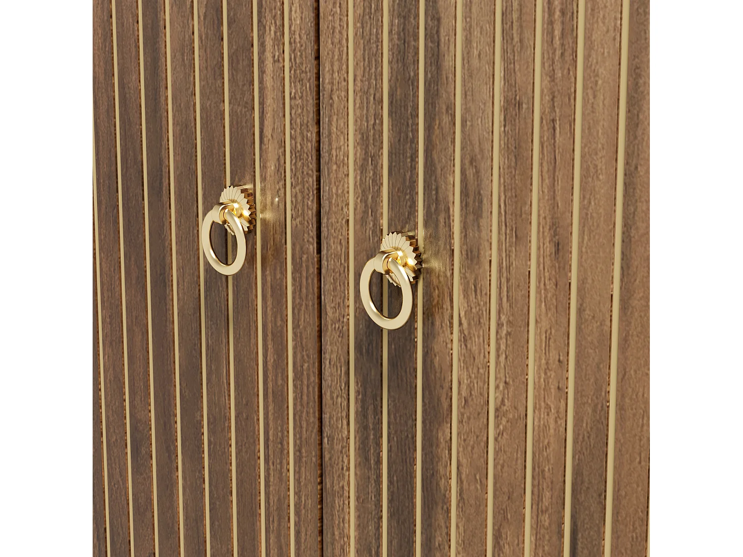 Buffet couleur bois avec 4 portes et étagères réglables - pour salon et salle à manger