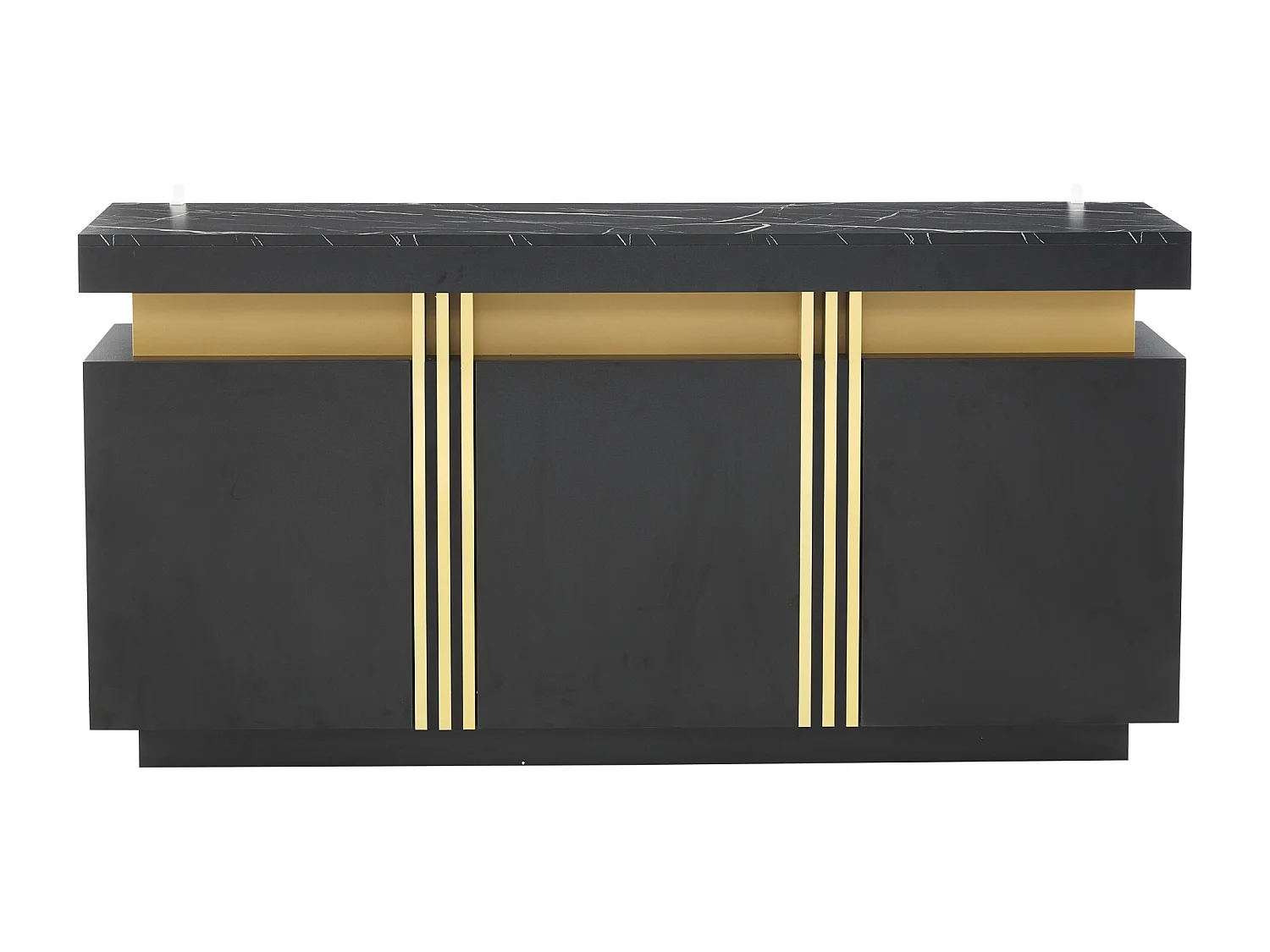 Zwart dressoir met 3 deuren en verstelbare planken - perfect voor woon- en eetkamers