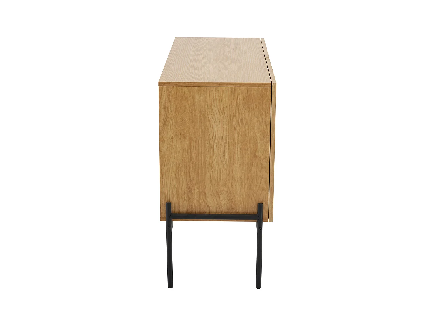 Buffet naturel avec 2 portes, pieds en métal noir - pour salon et chambre