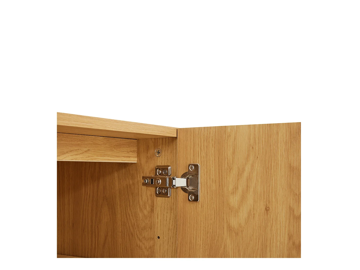 Buffet naturel avec 2 portes, pieds en métal noir - pour salon et chambre