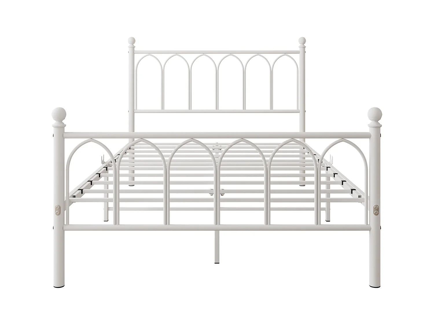 Lit adulte 120 x 200 cm, blanc, lit simple avec port de charge et LED, cadre métallique - sans matelas