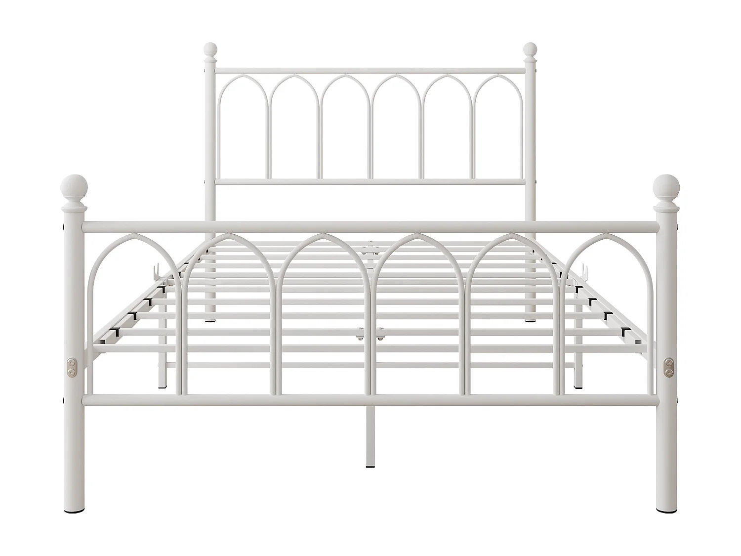 Lit adulte 120 x 200 cm, blanc, lit simple avec port de charge et LED, cadre métallique - sans matelas