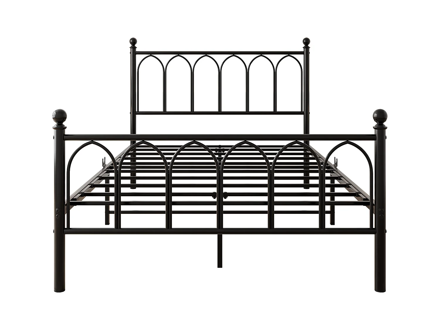 Lit adulte 120 x 200 cm, noir, lit simple avec port de charge et LED, cadre métallique - sans matelas