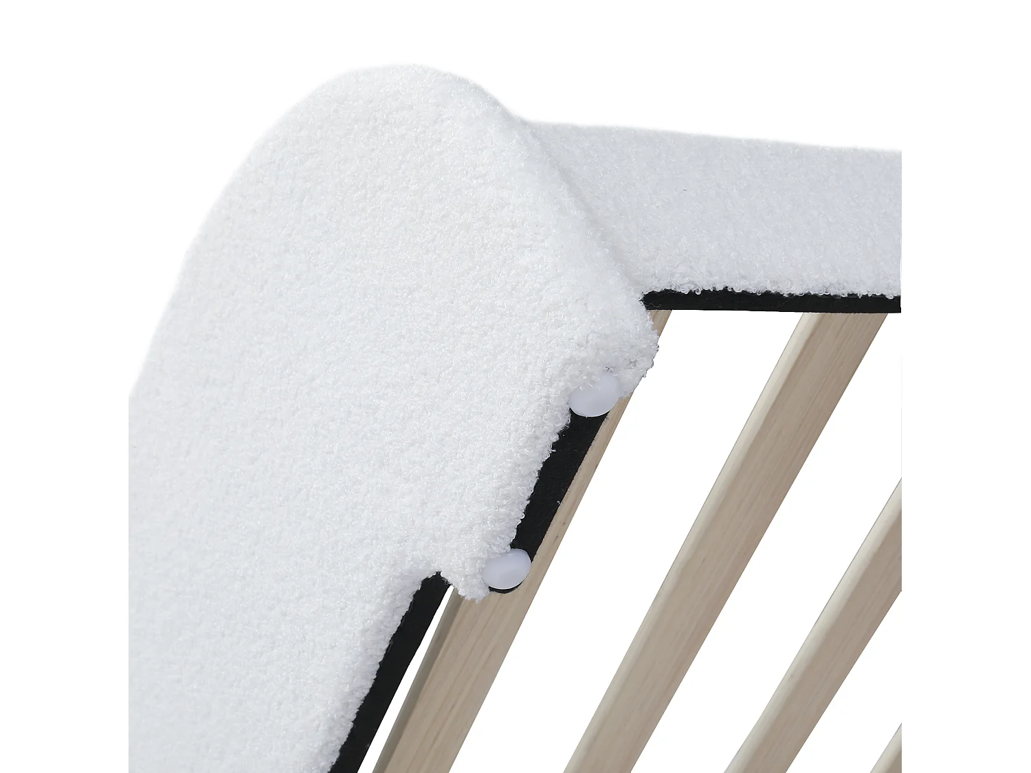 Lit simple 90x200 cm, peluche blanche, lit enfant avec tête de lit oreilles de lapin - sans matelas