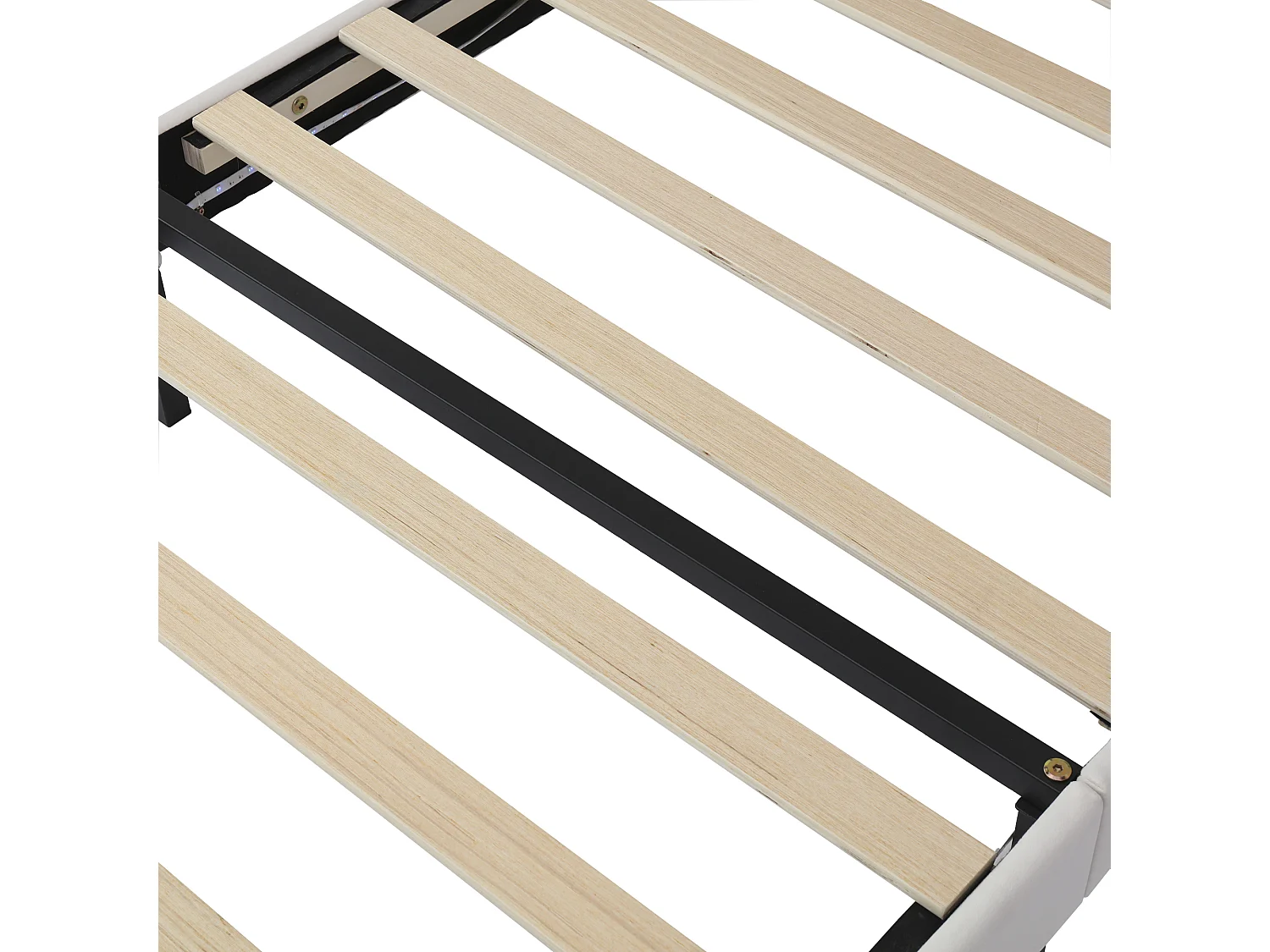 Kinderbett 90x200 cm, PU, Einzelbett mit LED-Licht - Beige und Braun - ohne Matratze