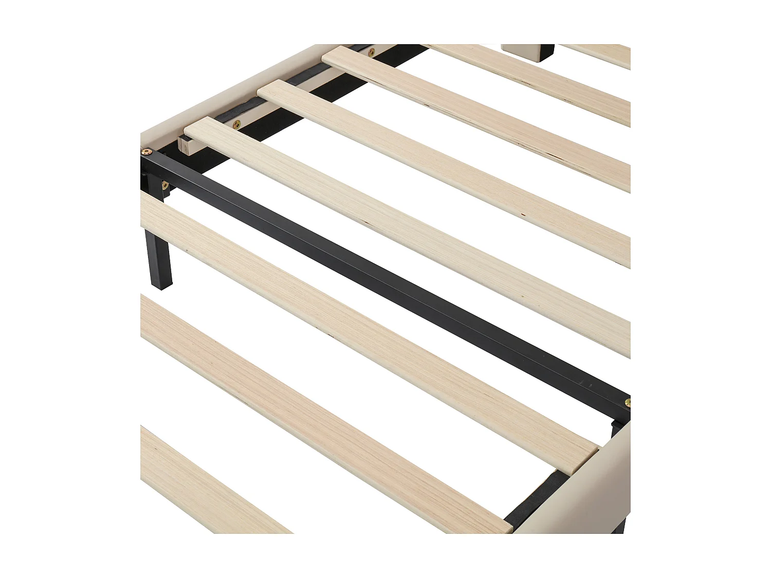 Kinderbett 90x200 cm, beige PU, Einzelbett mit gepolstertem Kopfteil und Lattenrost - ohne Matratze