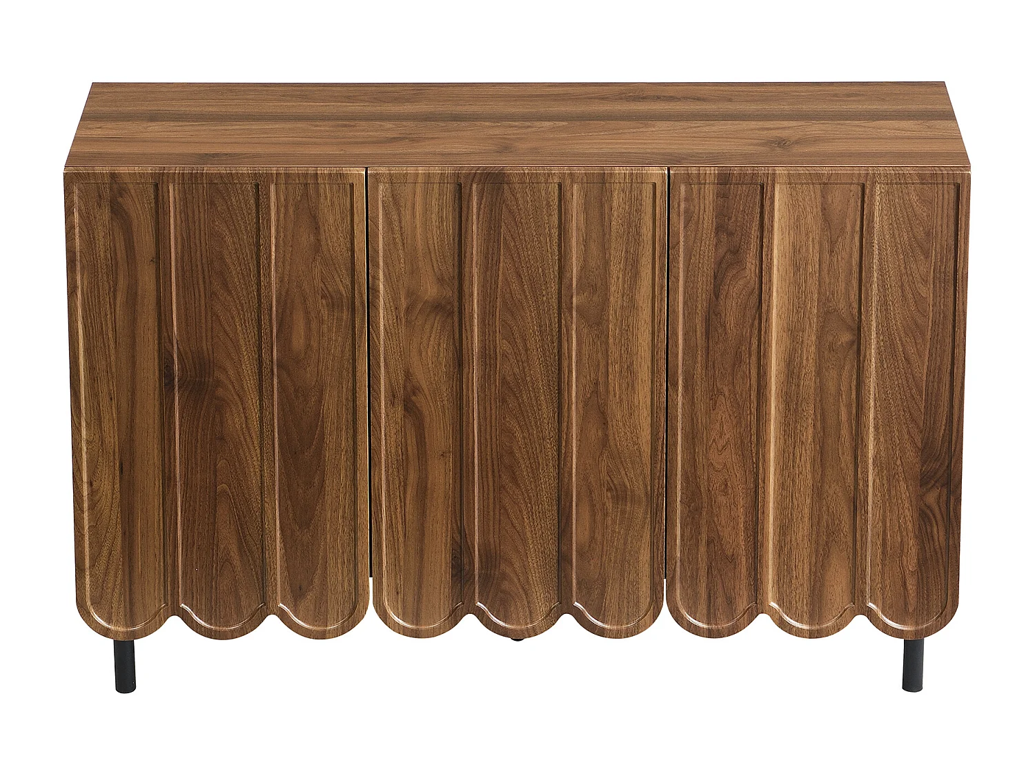 Houten dressoir met 3 gestreepte deuren en verstelbare planken - perfect voor woon- en eetkamers