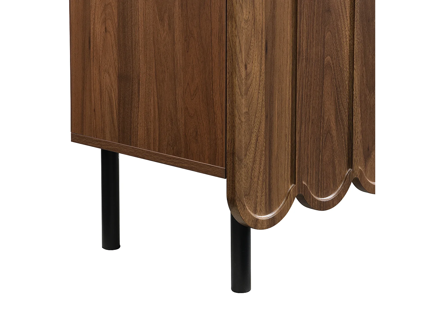 Houten dressoir met 3 gestreepte deuren en verstelbare planken - perfect voor woon- en eetkamers