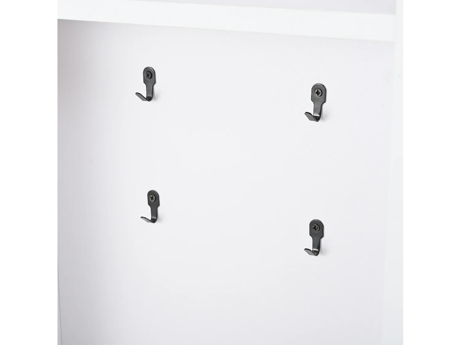 Porte-manteau blanc avec banc à chaussures, 8 crochets et tiroirs – pour entrée et salon