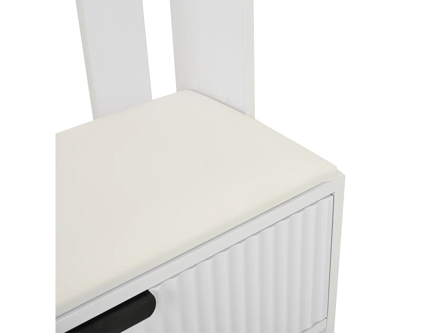 Porte-manteau blanc avec banc à chaussures, 8 crochets et tiroirs – pour entrée et salon