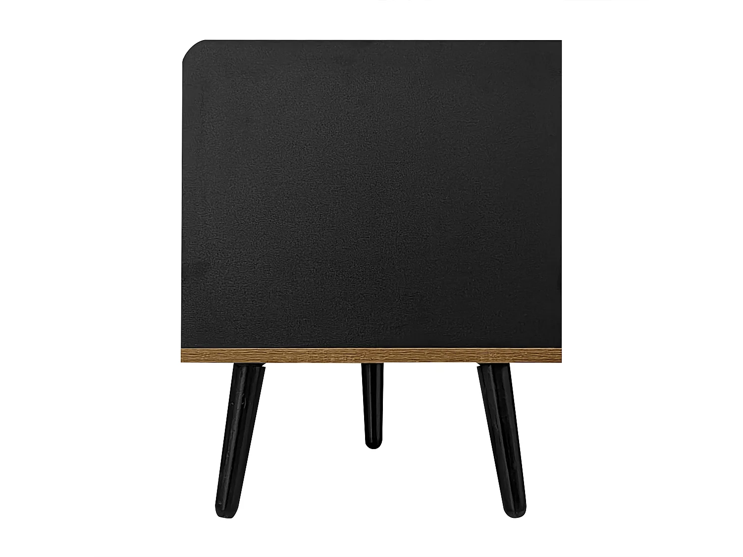 160 cm TV-Ständer mit 3 Türen in Schwarz und natürlicher Holzmaserung – ideal für Wohnzimmer und Büros