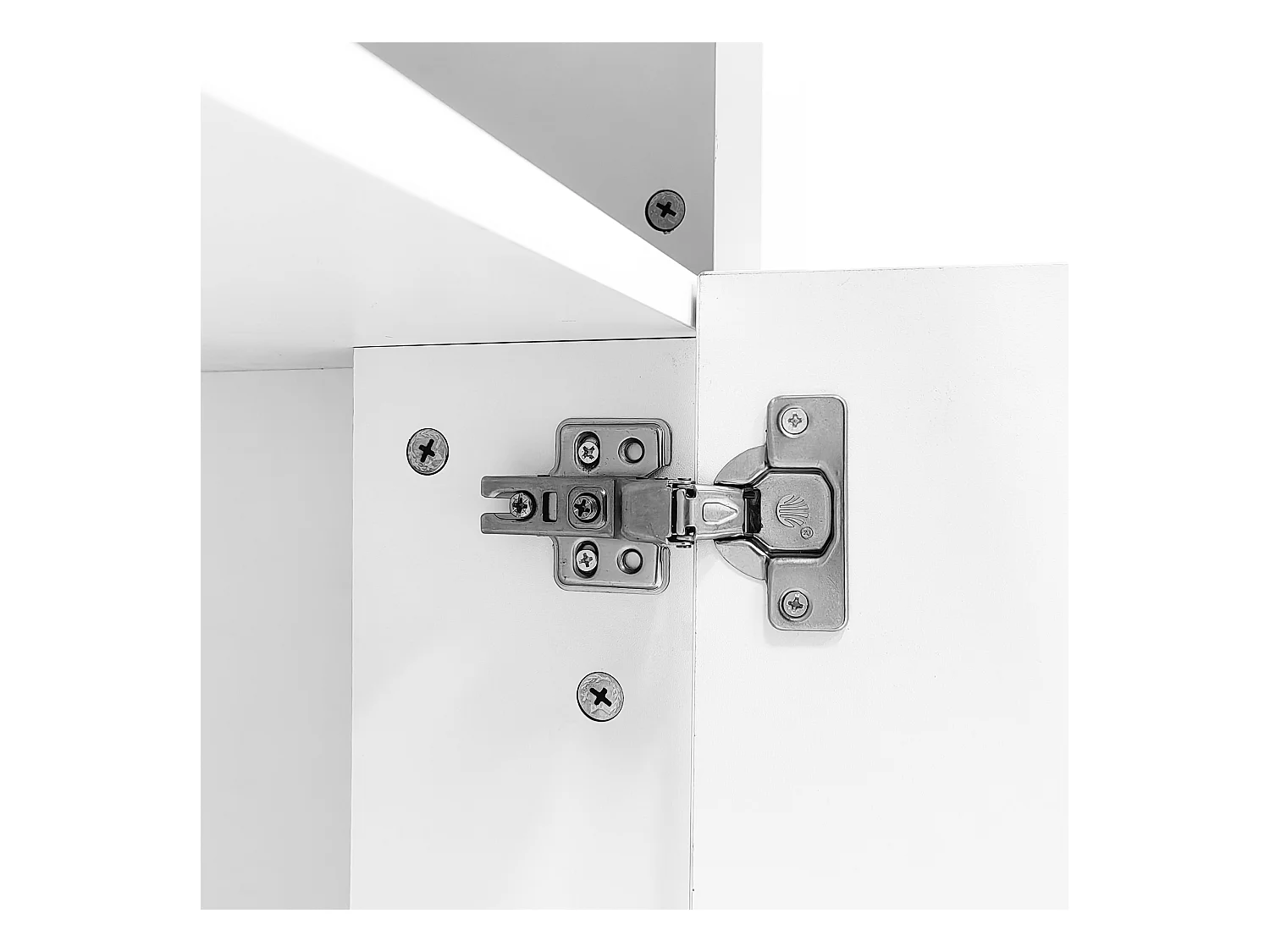 Meuble TV LED avec 3 compartiments ouverts, 2 portes et 2 tiroirs, blanc - pour salon et bureaux