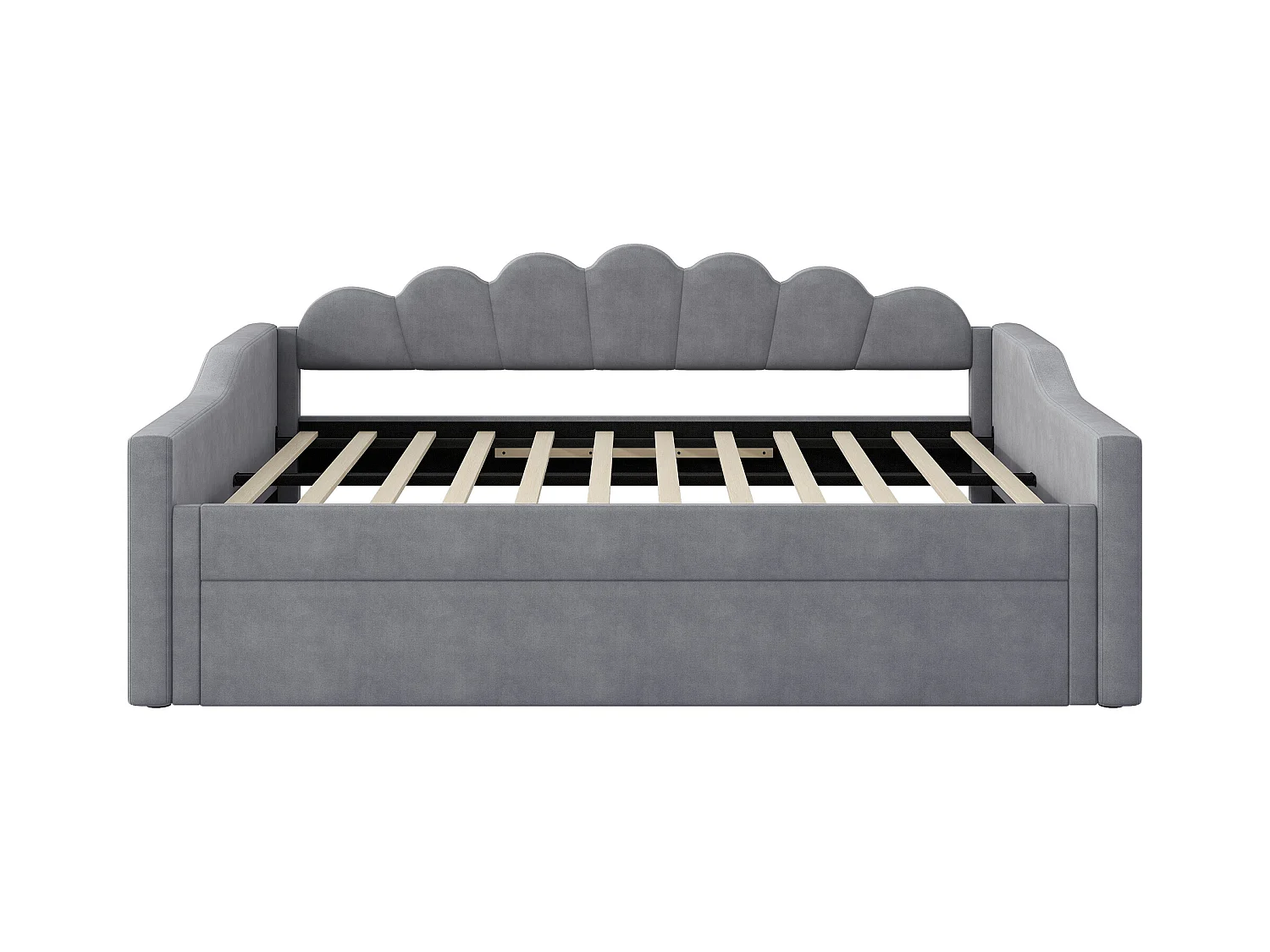 Schlafsofa 140 x 200 cm, graues Leinen, Ausziehbett mit LED-Beleuchtung – ohne Matratze
