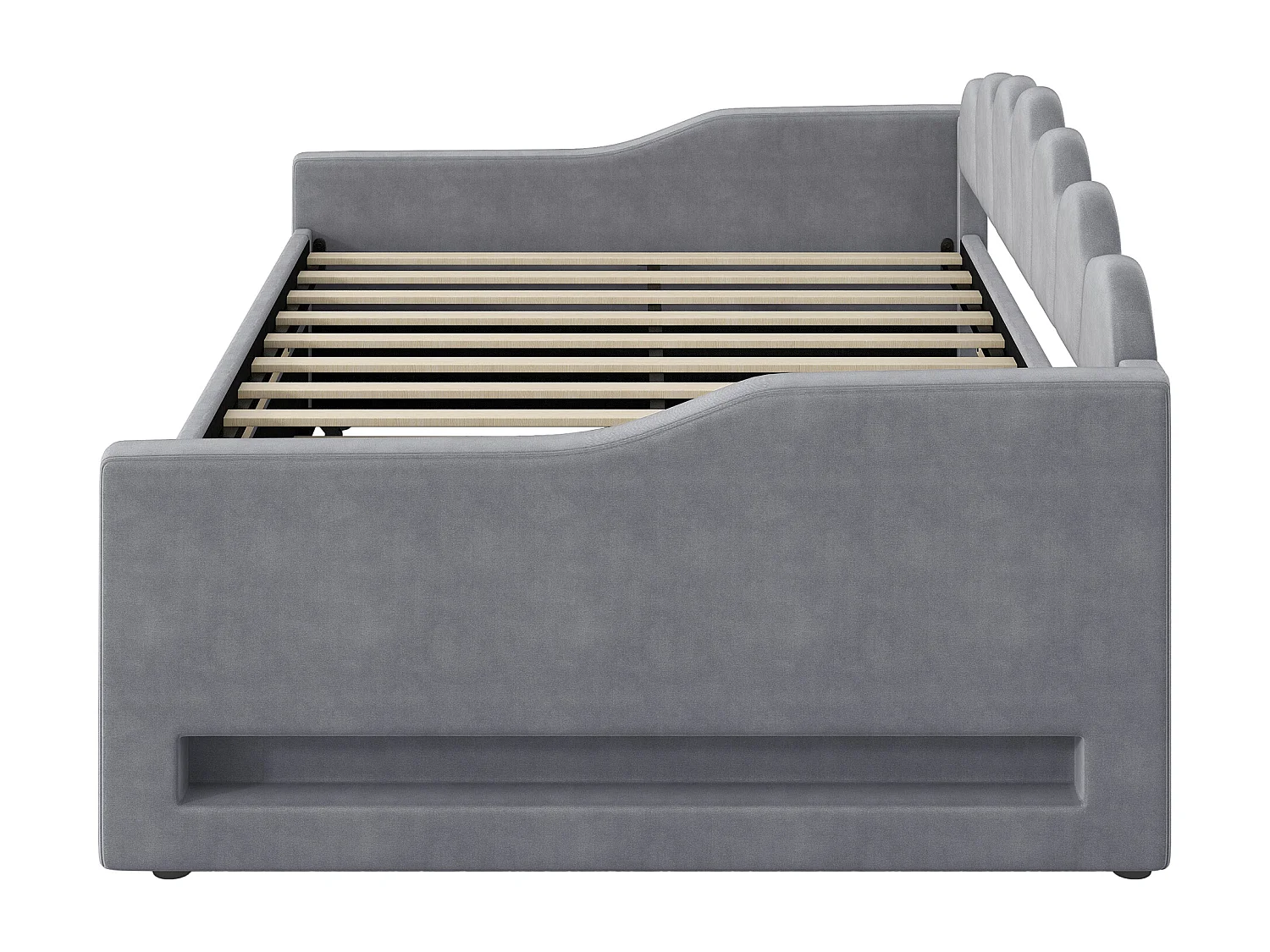 Schlafsofa 140 x 200 cm, graues Leinen, Ausziehbett mit LED-Beleuchtung – ohne Matratze