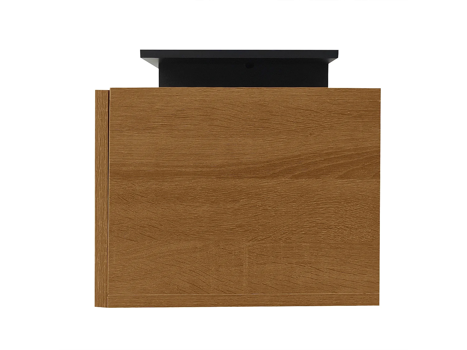 Meuble TV de salon, aspect noir et bois, avec étagères en verre et 2 tiroirs - éclairage LED