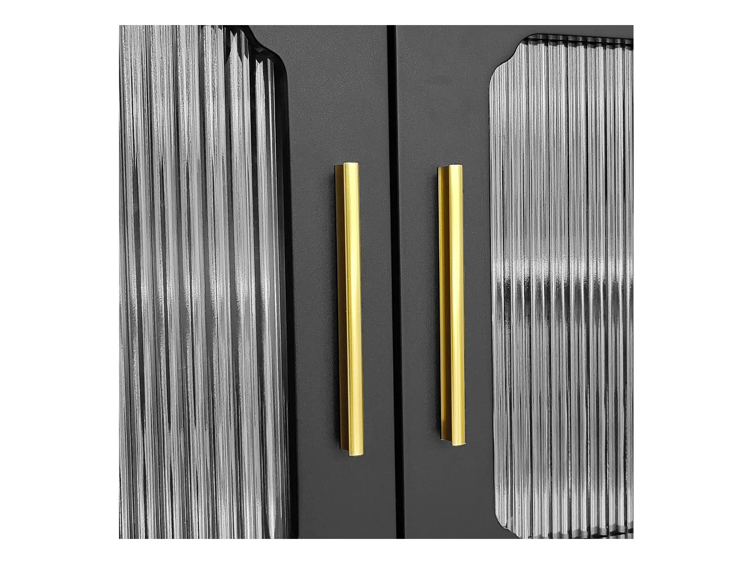 Meuble TV noir avec 4 portes et 2 tiroirs,  pieds en bois noir - pour salon et bureau