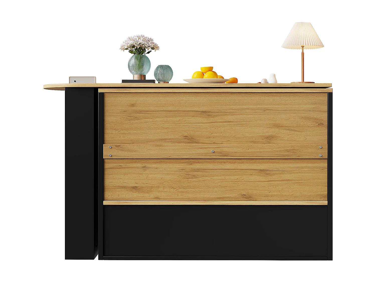 Buffet pivotant avec étagères et rangement ouvert, 2 portes, noir- pour chambre et salon