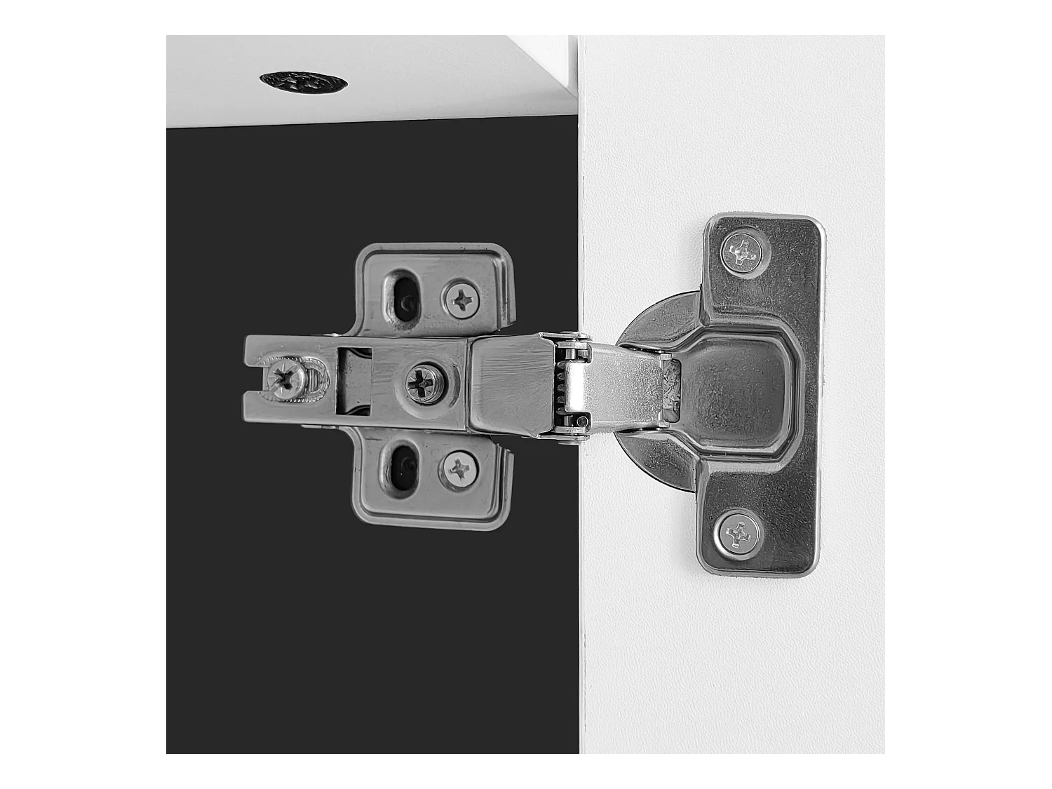 Meuble TV blanc avec 4 portes et 1 tiroir de rangement, éclairage LED - pieds noirs