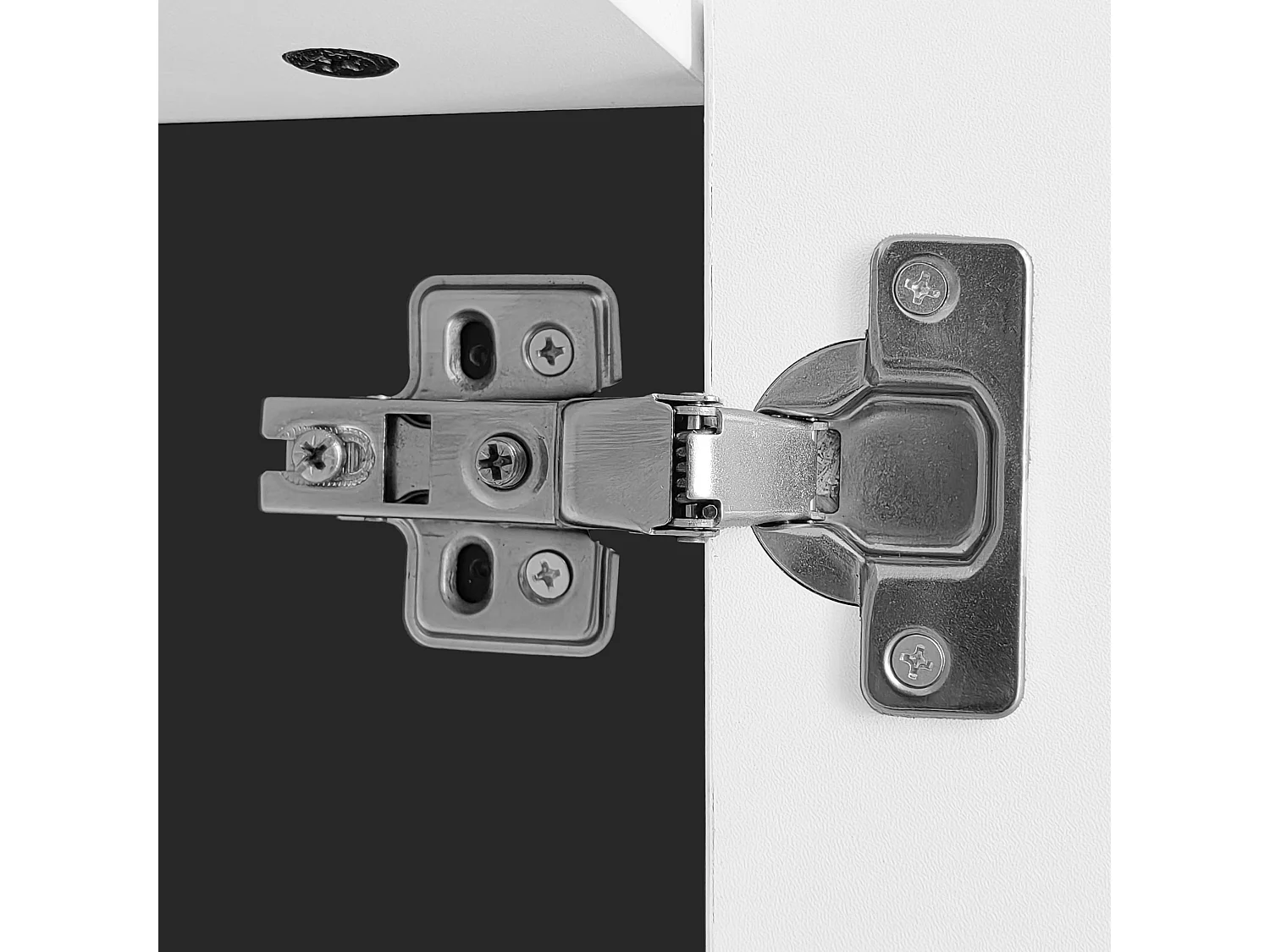 Meuble TV blanc avec 4 portes et 1 tiroir de rangement, éclairage LED - pieds noirs