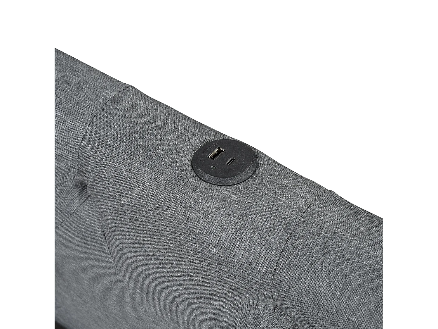 Sofá cama de 140 x 200 cm, lino gris, cama para adultos con LED y puerto USB, somier de láminas - sin colchón