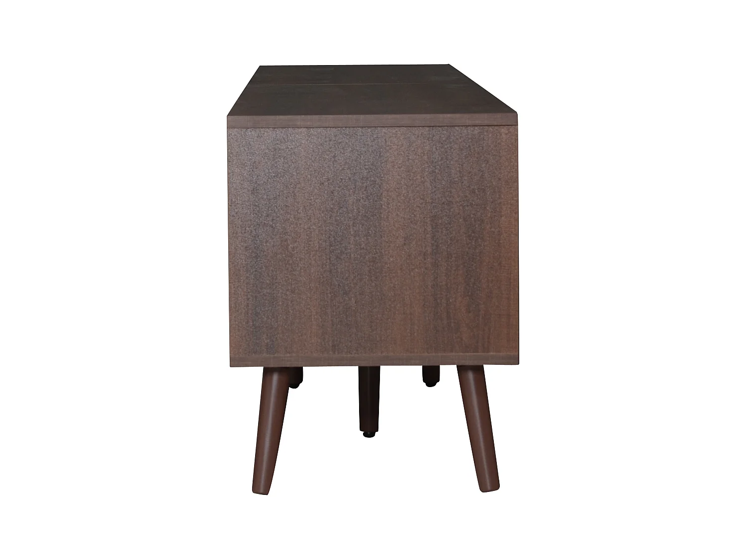 Meuble TV 200 cm avec 2 portes en rotin et 2 tiroirs, marron - pour salon et chambre