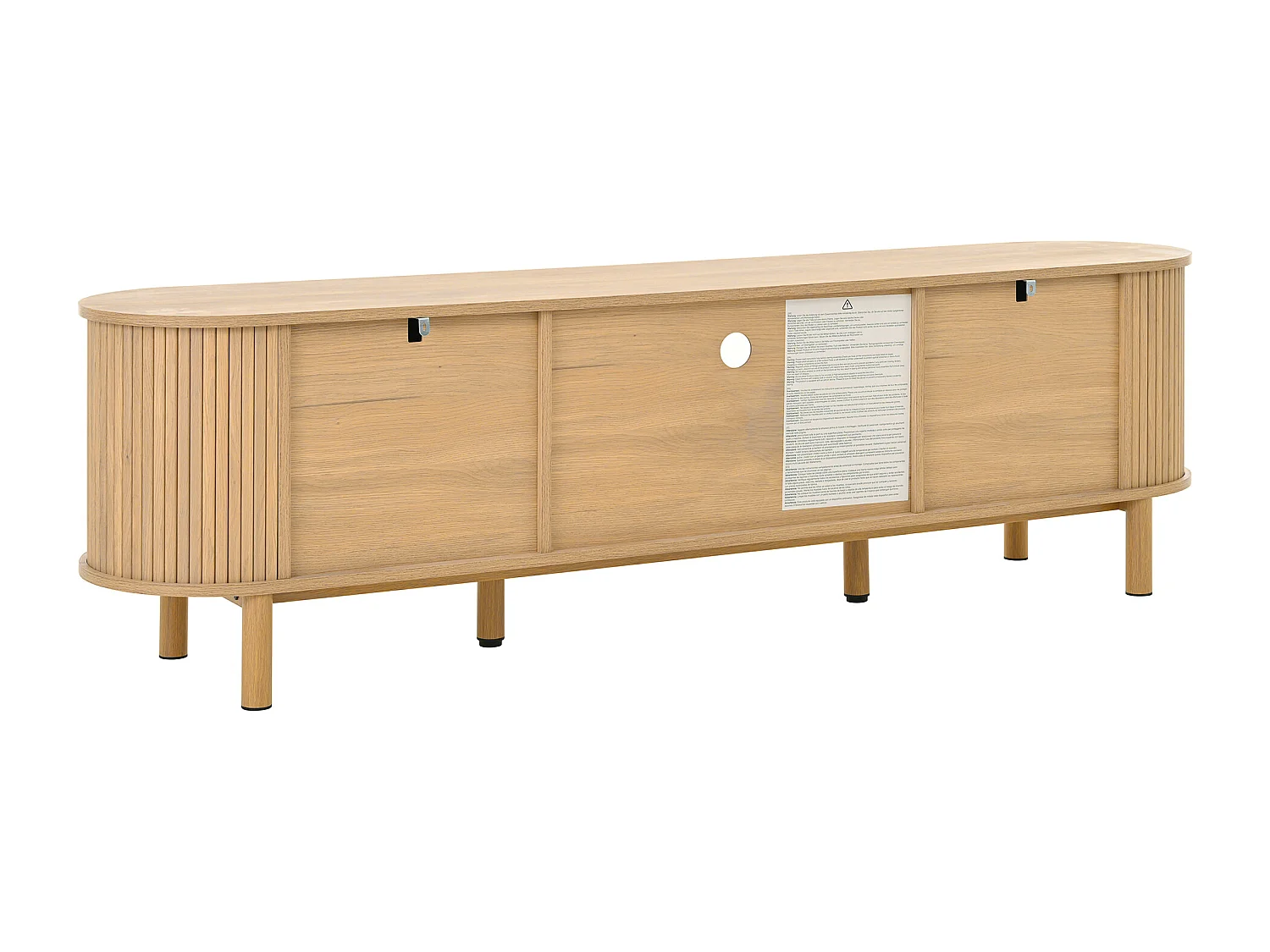 Tv-meubel van natuurlijk hout met 1 rotan lade en 2 deuren, open planken - geschikt voor woonkamer en studeerkamer