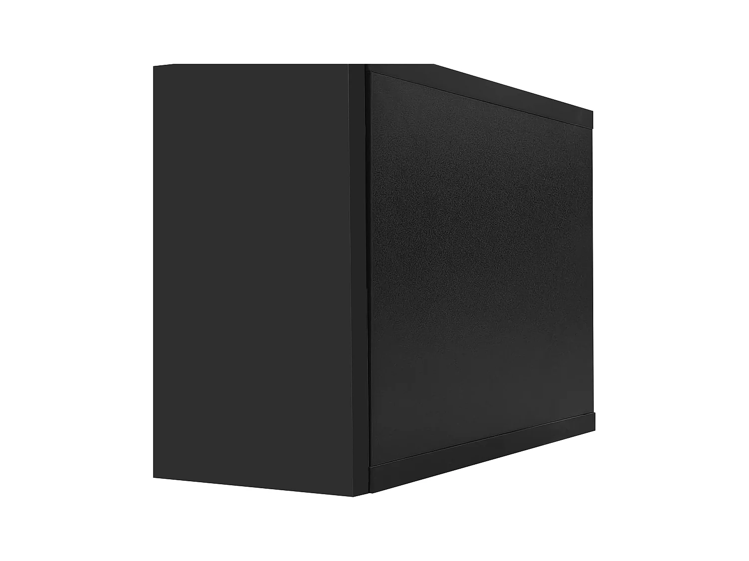 Meuble TV de salon, finition noir brillant et bois, avec étagères en verre et 2 tiroirs - éclairage LED