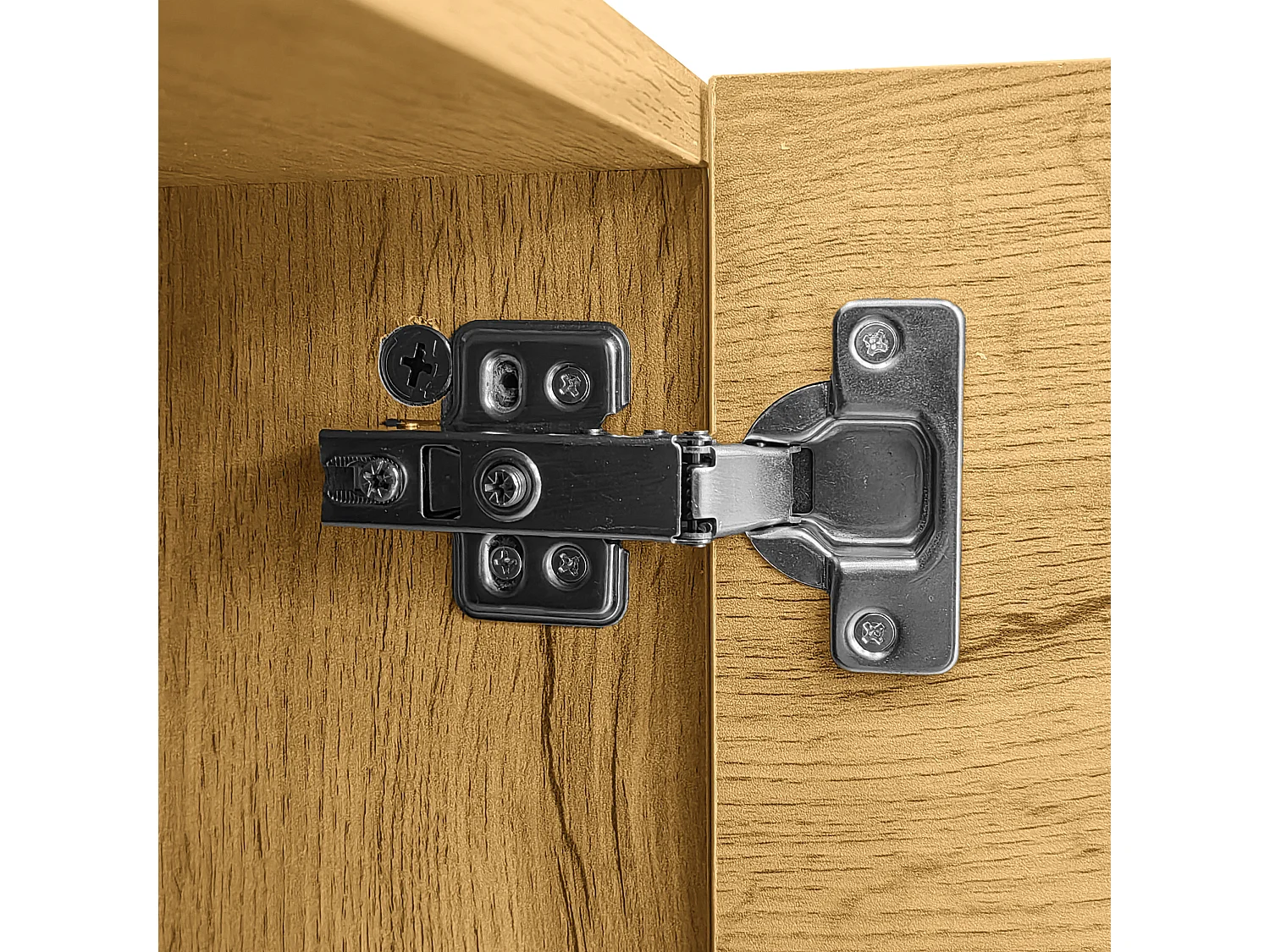 Meuble TV 170 cm avec 3 portes et 2 compartiments de rangement, pieds en métal - couleur du bois et gris