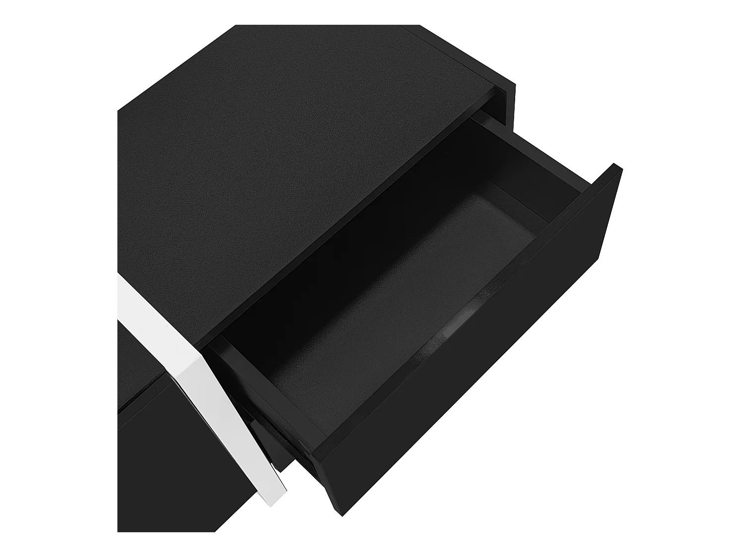 Meuble TV noir avec 4 portes et 1 tiroir de rangement, éclairage LED - pieds blancs