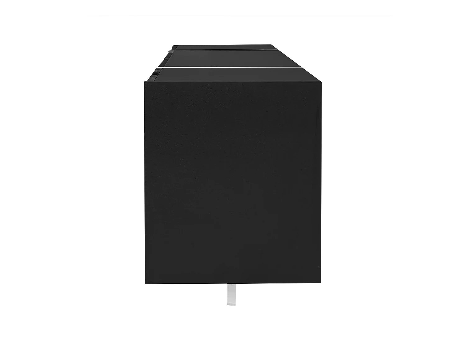 Meuble TV noir avec 4 portes et 1 tiroir de rangement, éclairage LED - pieds blancs