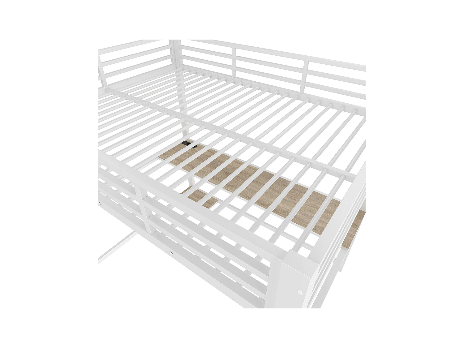 Lit mezzanine 140x200 cm, blanc, lit adulte avec éclairage LED et USB, bureau - sans matelas
