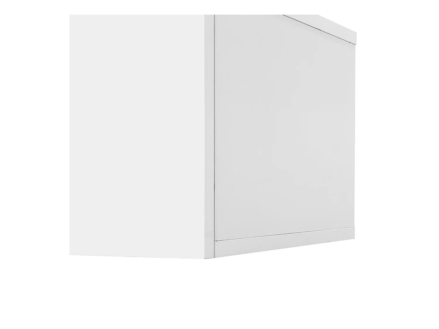 Meuble TV de salon, finition blanc brillant et bois, avec étagères en verre et 2 tiroirs - éclairage LED