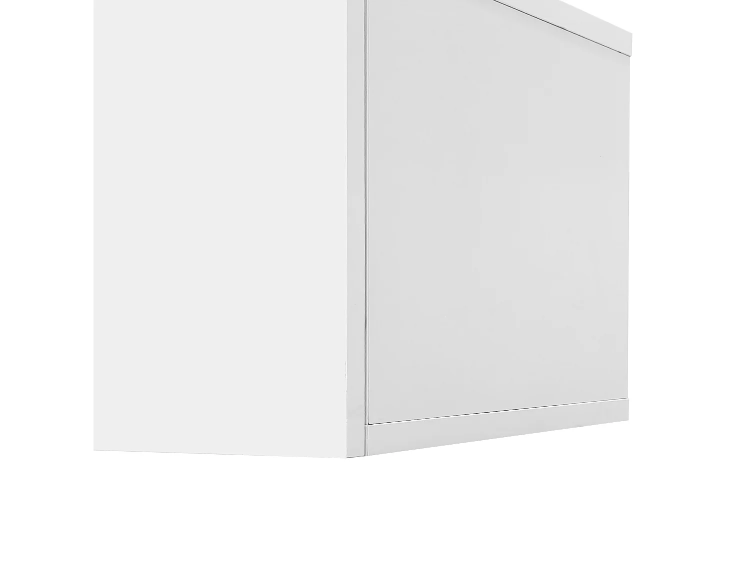 Wohnzimmer-TV-Ständer, Hochglanzweiß und Holzoptik, mit Glasböden und zwei Schubladen – LED-Beleuchtung