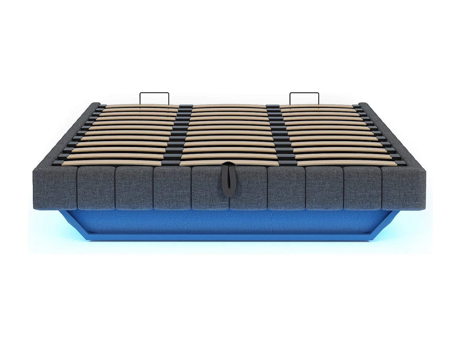 Lit double coffre 180x200 cm avec éclairage LED réglable, gris lin - sans matelas (sans tête de lit)