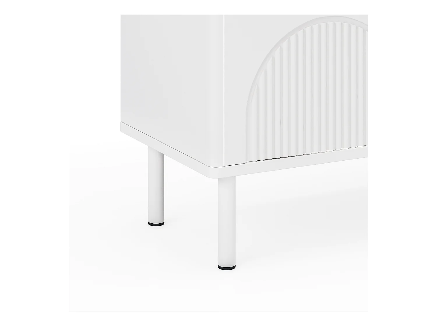 Meuble TV 180 cm avec 4 portes et passe-câbles, finition blanc mat - pour salon ou chambre
