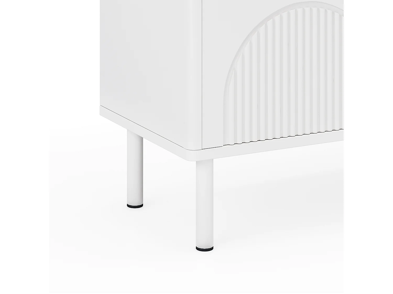 Meuble TV 180 cm avec 4 portes et passe-câbles, finition blanc mat - pour salon ou chambre