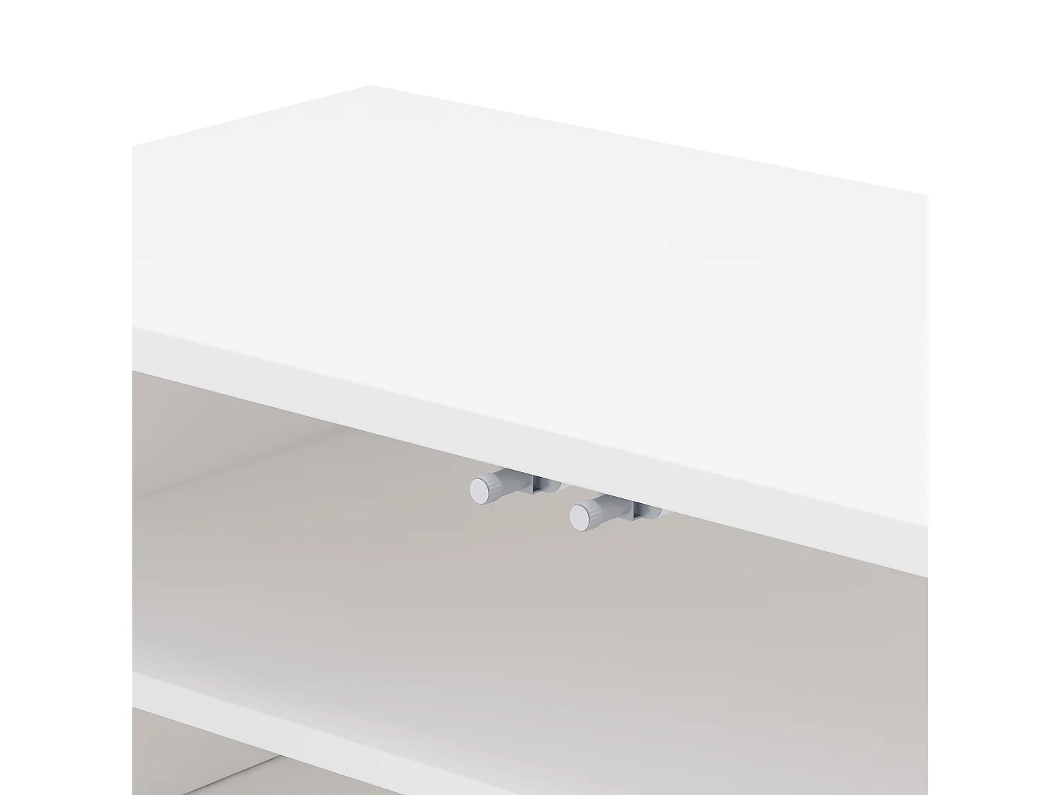 Meuble TV 180 cm avec 4 portes et passe-câbles, finition blanc mat - pour salon ou chambre