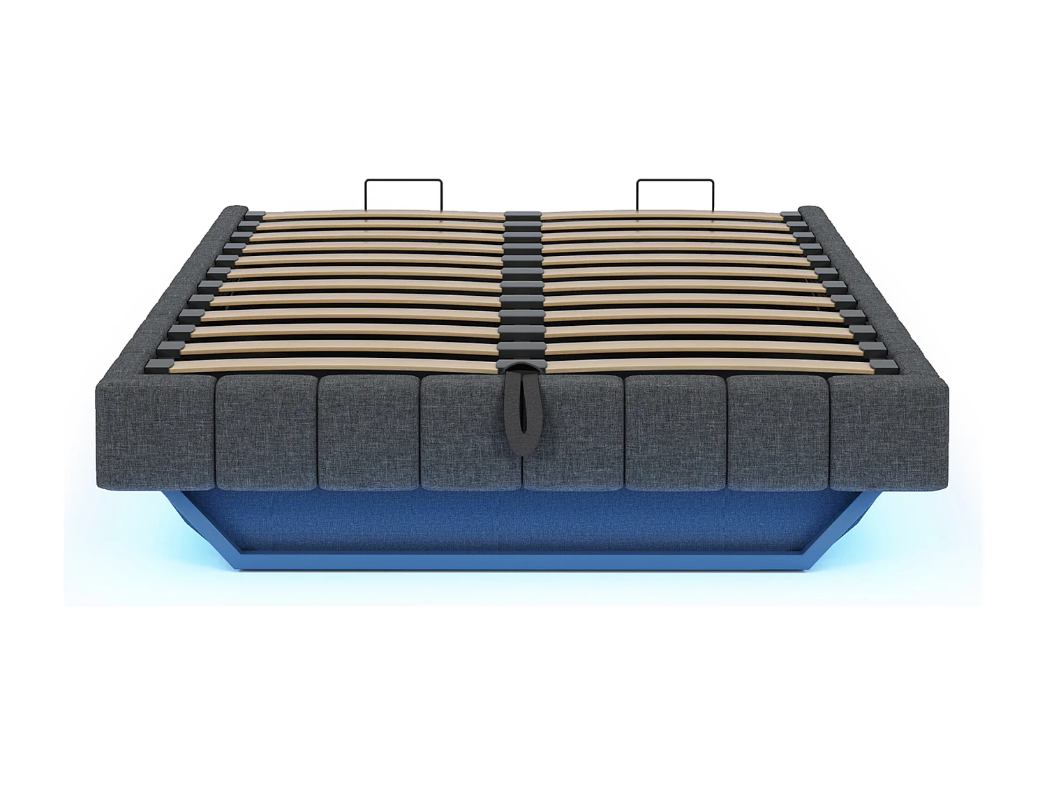 Lit coffre 140x200 cm, lin gris, lit adulte avec éclairage LED - sans matelas (sans tête de lit)