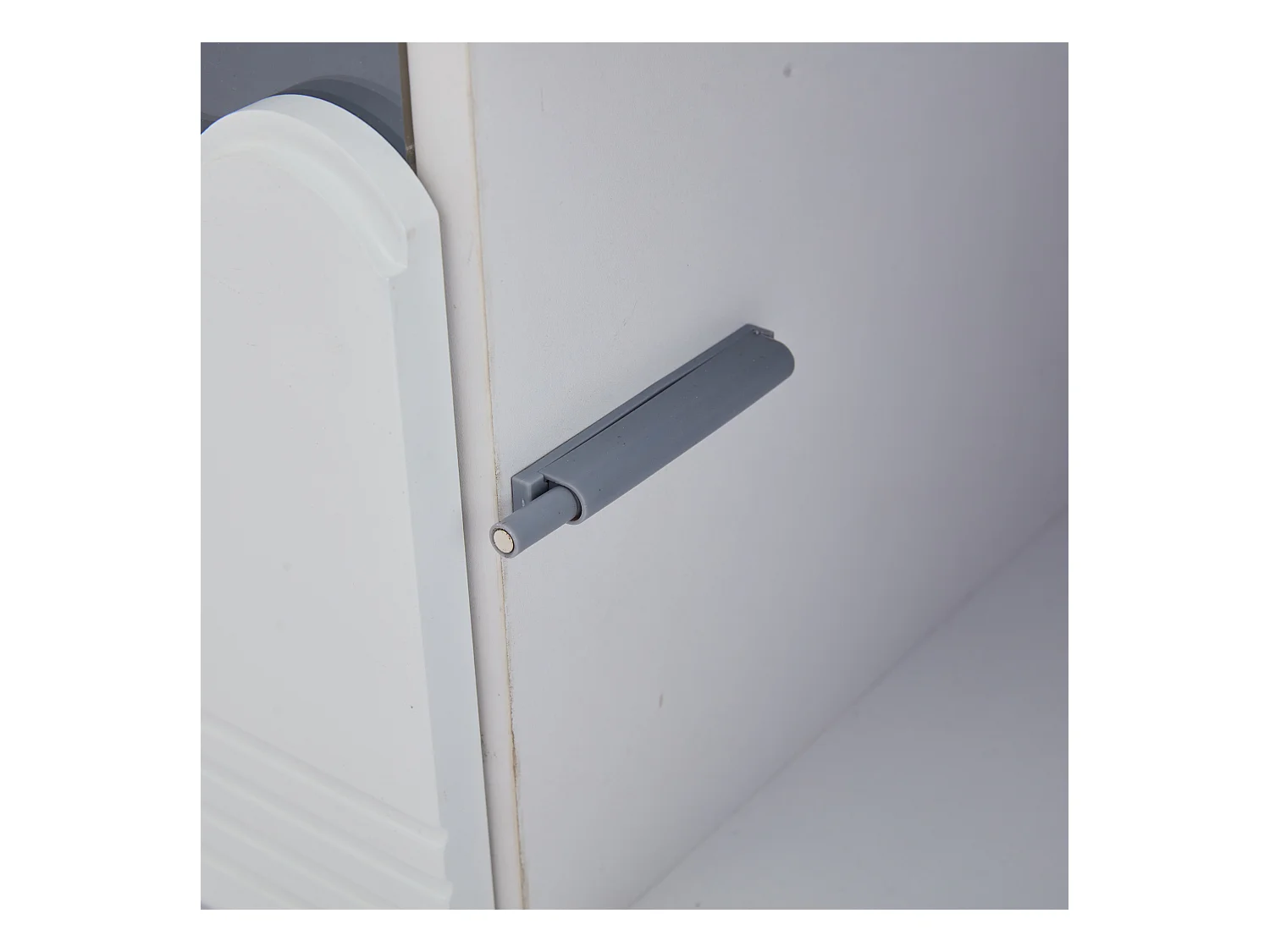 Meuble TV blanc avec éclairage LED, 2 tiroirs et 2 portes, pour salon et chambre